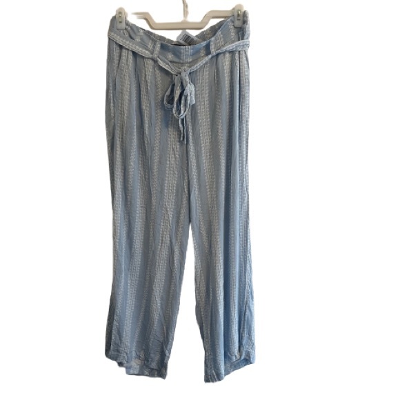 NWT Torrid blue and white gauze tie front wide leg pants - Picture 2 of 8